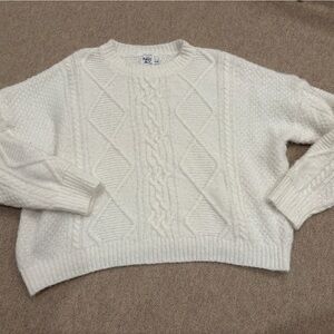 Princess Polly Elegant White Cable Knit Sweater